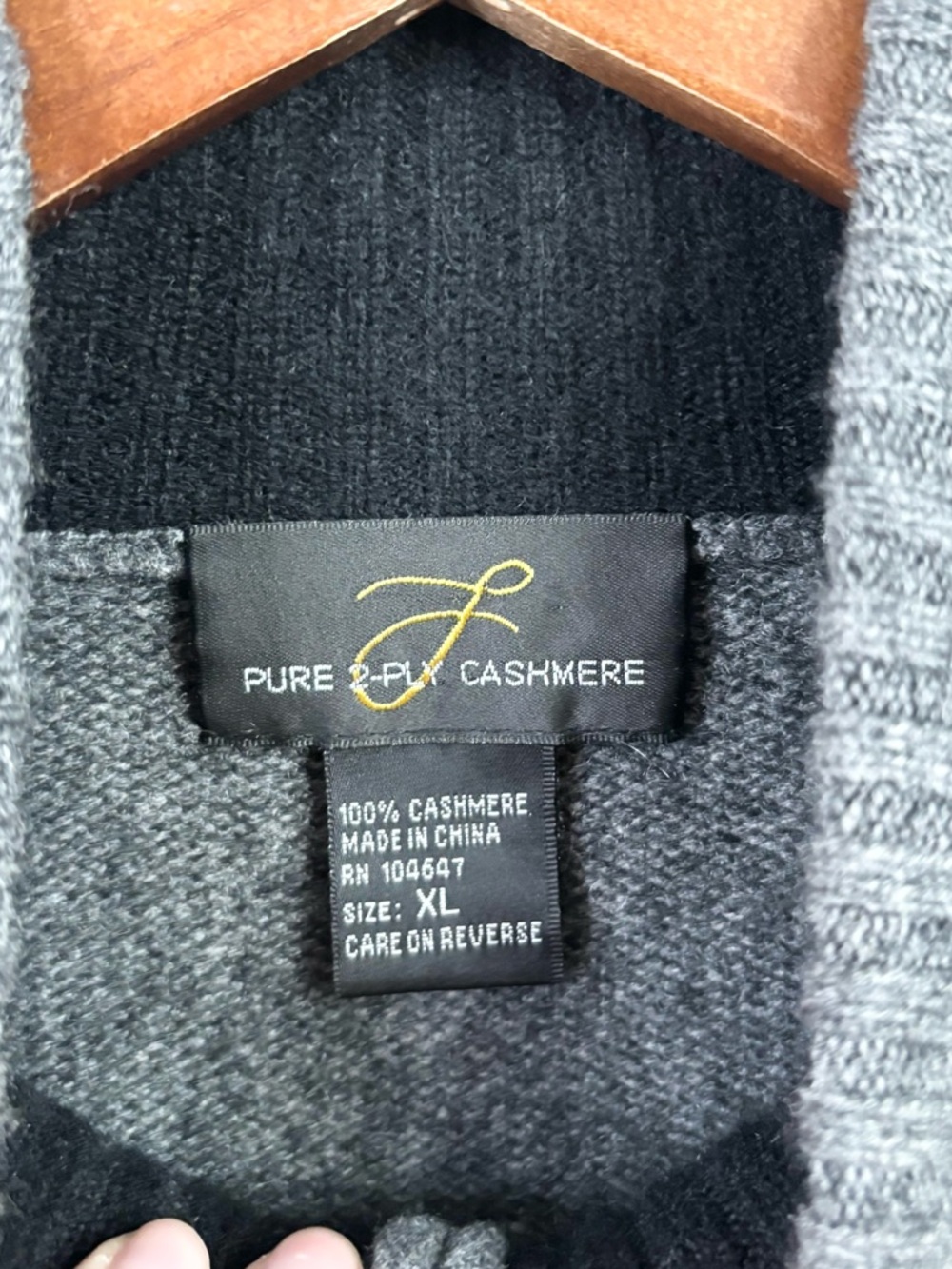 L Pure 100% 2 ply cashmere grey full zip sweater men’s size XL - Picture 2 of 3